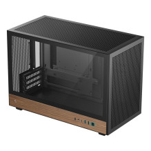 Kompiuterio korpusas - DeepCool CH260 WOOD Micro Tower, palaiko skystą aušinimą, juodas Kompiuterio korpusas - DeepCool CH260 WOOD Micro Tower, palaiko skystą aušinimą, juodas