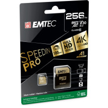 Emtec mSD 256GB UHS-I U3 V30 A1 SpeedIN Pro + adapteris Emtec mSD 256GB UHS-I U3 V30 A1 SpeedIN Pro + adapteris