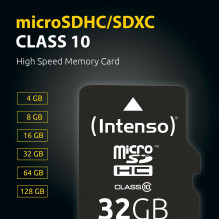 SD „MicroSD“ kortelė 128GB Intenso SDXC Class10 SD „MicroSD“ kortelė 128GB Intenso SDXC Class10