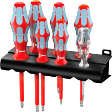 Wera 3160 i / 7 Schraubendrehersatz Kraftform Plus, Edelstahl + Rack (rot / blau, 7-teilig, su Lasertip)