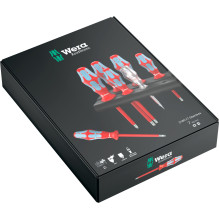 Wera 3160 i / 7 Schraubendrehersatz Kraftform Plus, Edelstahl + Rack (rot / blau, 7-teilig, mit Lasertip)