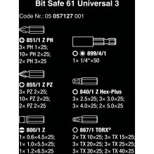 Wera Bit-Safe 61 Universal 3, 61-teilig (Black / grün, incl. Bit-Halter, 1 / 4")