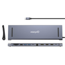 MANHATTAN Prijungimo stotis 12-in-1 4K 1xHDMI 2xDP 3xUSB-A MANHATTAN Prijungimo stotis 12-in-1 4K 1xHDMI 2xDP 3xUSB-A
