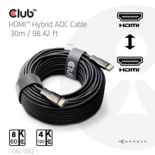 Club3D HDMI kabelis A - A 2.1 aktyvus optinis 8K60Hz UHD 30 metrų mažmeninė prekyba