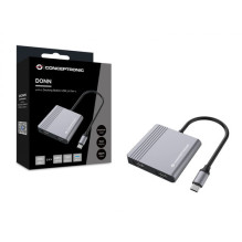CONCEPTRONIC 4-1 Dock USB-C- 2xHDMI / USB-A / 100WPD 25cm gr CONCEPTRONIC 4-1 Dock USB-C- 2xHDMI / USB-A / 100WPD 25cm gr