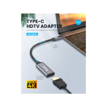 Equip Adapteris USB-C- HDMI2.0 St / Bu 4K / 60Hz 0.15m PVC Equip Adapteris USB-C- HDMI2.0 St / Bu 4K / 60Hz 0.15m PVC