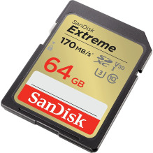 SD Extreme UHS-I kortelė 64GB SanDisk SDXC SD Extreme UHS-I kortelė 64GB SanDisk SDXC