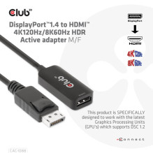 Club3D Adapter DisplayPort 1.4 HDMI HDR 8K60Hz aktiv retail Club3D Adapter DisplayPort 1.4 HDMI HDR 8K60Hz aktiv retail