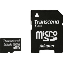 SD „microSD“ kortelė 4GB Transcend SDHC Class10 su adapteriu