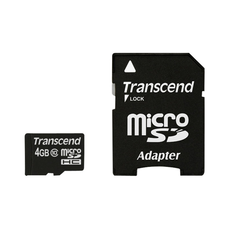 SD microSD Card 4GB Transcend SDHC Class10 w / adapter