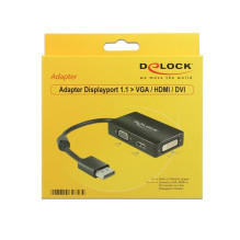 Delock Adapter Displayport 1.1 Stecker VGA / HDMI / DVI Buchse Passiv Black Delock Adapter Displayport 1.1 Stecker VGA / HDMI / DVI Buchse Passiv Black