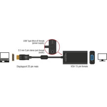 Kabelis Delock DELOCK Adapterkabel DisplayPort 1.1 Stecker VGA Buchse + Audio 21cm schwarz Kabelis Delock DELOCK Adapterkabel DisplayPort 1.1 Stecker VGA Buchse + Audio 21cm schwarz