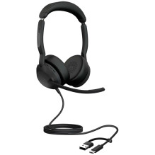 Jabra Evolve2 50 MS stereofoninės laidinės ausinės, juodos, USB-A / C Jabra Evolve2 50 MS stereofoninės laidinės ausinės, juodos, USB-A / C