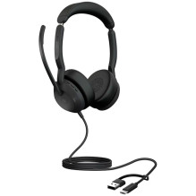 Jabra Evolve2 50 MS stereofoninės laidinės ausinės, juodos, USB-A / C Jabra Evolve2 50 MS stereofoninės laidinės ausinės, juodos, USB-A / C