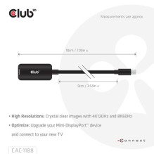 Club3D Mini DisplayPort to HDMI 2.1 HDR 8K60Hz adapter retail Club3D Mini DisplayPort to HDMI 2.1 HDR 8K60Hz adapter retail