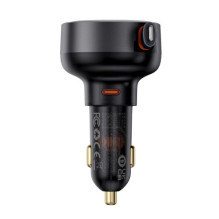 Baseus Car Charger Enjoyment Pro Fast Charger Type-C female, Lightning male (0.75m) Built-in Retractable Cable,55W Black