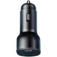 Joyroom Car Charger with Digital Display, U+U+U, 17W, Black (JR-CCD03)
