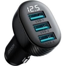 Joyroom Car Charger with Digital Display, U+U+U, 17W, Black (JR-CCD03)