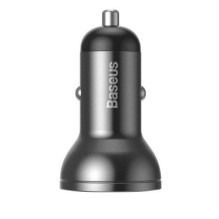 Automobilinis įkroviklis Baseus su skaitmeniniu ekranu 2xUSB ir 3-in-1 kabeliu 1.2m, 24W 4.8A, Black / Gray (TZCCBX-0G)