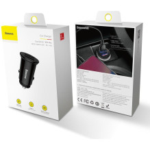 Baseus Car Charger Circular Plastic A+A Dual Quick Charge 3.0 30W Black (CCALL-YD01) Baseus Car Charger Circular Plastic A+A Dual Quick Charge 3.0 30W Black (CCALL-YD01)