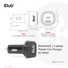 Club3D USB KFZ-Ladegerät 1xUSB C, 1xUSB A, 63W, 12 / 24V retail Club3D USB KFZ-Ladegerät 1xUSB C, 1xUSB A, 63W, 12 / 24V retail