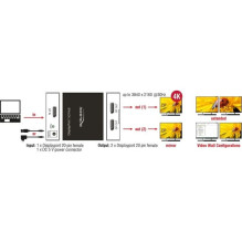 Kabelis Delock DisplayPort 1.2 Splitter 1 x DisplayPort in 2 x DisplayPort out 4K Kabelis Delock DisplayPort 1.2 Splitter 1 x DisplayPort in 2 x DisplayPort out 4K