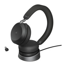 Jabra Evolve2 75 Juoda - USB-C, MS-Teams su įkrovimo stotele