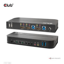 Club3D KVM jungiklis 4K60Hz 2x HDMI HDMI / 2xUSB / Audio mažmeninė prekyba