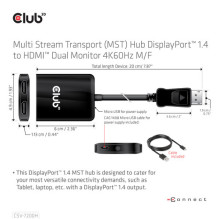 Club3D Multi Streaming Transport Hub 1xDP- 2xHDMI Polybeutel Club3D Multi Streaming Transport Hub 1xDP- 2xHDMI Polybeutel