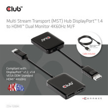 Club3D Multi Streaming Transport Hub 1xDP- 2xHDMI Polybeutel Club3D Multi Streaming Transport Hub 1xDP- 2xHDMI Polybeutel