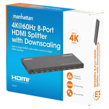 MANHATTAN 4K60Hz 8-Port HDMI skirstytuvas su mažinimu MANHATTAN 4K60Hz 8-Port HDMI skirstytuvas su mažinimu