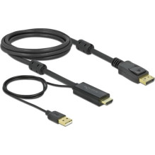 Kabelis Delock DELOCK HDMI M DisplayPort M 4K cable 2m powered by USB A M black