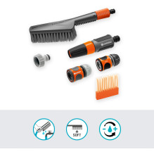 Gardena Cleansystem Grundausstattung mit Handbürste S soft (pilka / oranžinė, įsk. 10 Seifenstäbchen, Reinigungsspritze, Gardena Cleansystem Grundausstattung mit Handbürste S soft (pilka / oranžinė, įsk. 10 Seifenstäbchen, Reinigungsspritze,
