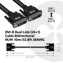 Club3D DVI cable Dual Link (24+1) bidirectional 10m St / St retail