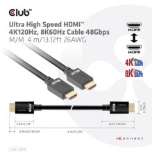 Club3D HDMI cable A - A 2.1 Ultra High Speed 10K HDR 4m retail Club3D HDMI cable A - A 2.1 Ultra High Speed 10K HDR 4m retail