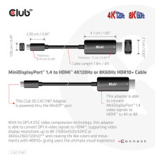 Club3D Kabel MiniDP 1.4 HDMI 1,8m 8K60Hz St / St mažmeninė prekyba Club3D Kabel MiniDP 1.4 HDMI 1,8m 8K60Hz St / St mažmeninė prekyba