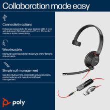 Ausinės Poly Poly Blackwire 5210 Monaural USB-C Headset +3.5mm Plug +USB-C / A Adapter (Bulk) Ausinės Poly Poly Blackwire 5210 Monaural USB-C Headset +3.5mm Plug +USB-C / A Adapter (Bulk)