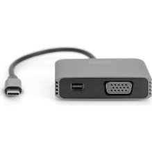 DIGITUS Adapteris USB-C St. – VGA Bu. / MiniDP Bu. 4K / 30Hz 20cm