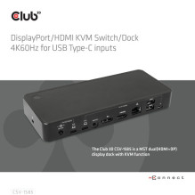 Club3D KVM jungiklis 4K60Hz 2x USB-C HDMI / DP / 3xUSB / 2xUSB-C / LAN mažmeninė prekyba