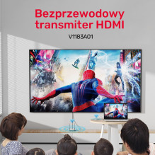 AV signal transmission system Unitek Wireless HDMI transmitter and receiver range up to 50m, white AV signal transmission system Unitek Wireless HDMI transmitter and receiver range up to 50m, white