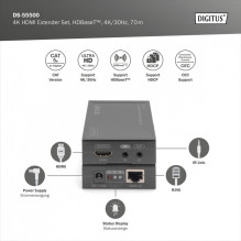 DIGITUS Extender Set HDMI Cat5e / 6 / 7 4K HDBaseT bis 70m DIGITUS Extender Set HDMI Cat5e / 6 / 7 4K HDBaseT bis 70m
