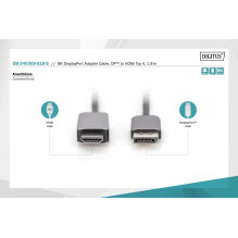 DIGITUS DisplayPort adapterio kabelis DP-HDMIA St / St 8K 1,8m sch DIGITUS DisplayPort adapterio kabelis DP-HDMIA St / St 8K 1,8m sch