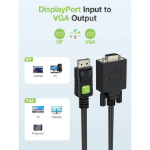 Techly DisplayPort į VGA kabelis Black 1.8m