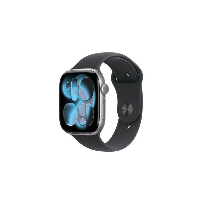 Apple Watch Series 11 (2025) GPS 46mm Space Gray aliuminio korpusas, Black sporto dirželis M / L EU MEV44