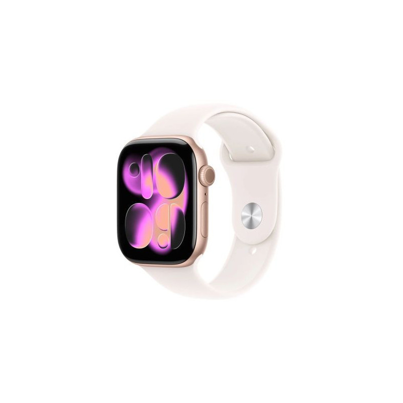 Apple Watch Series 11 GPS 46mm Pink Gold aliuminio korpusas su Light Blush sportine apyranke M / L MEV74LW / A