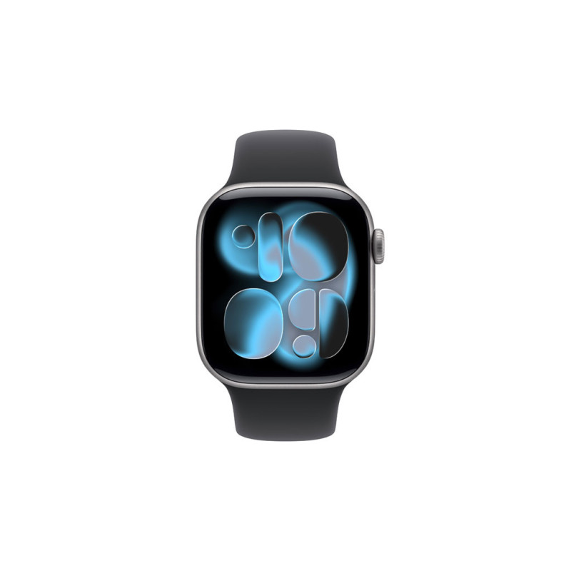 Apple Laikrodžių serija 11 GPS 42mm Erdvė pilka aliuminio juostelė „Gehäuse mit Sport Band“ (juoda) – M / L