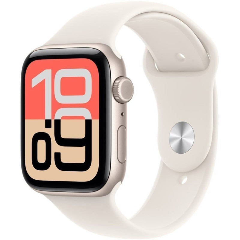 Apple Watch SE 3 GPS 44mm Starlight Aluminium Case with Starlight Sport Band - M / L MEHJ4RK / A