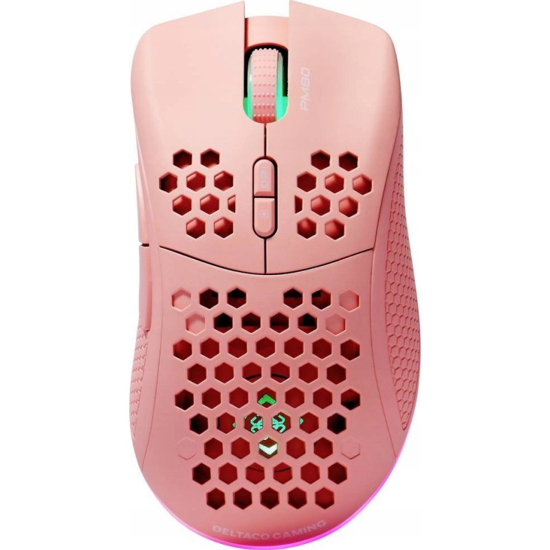 Deltaco Gaming Belaidė pelė, RGB, rožinė