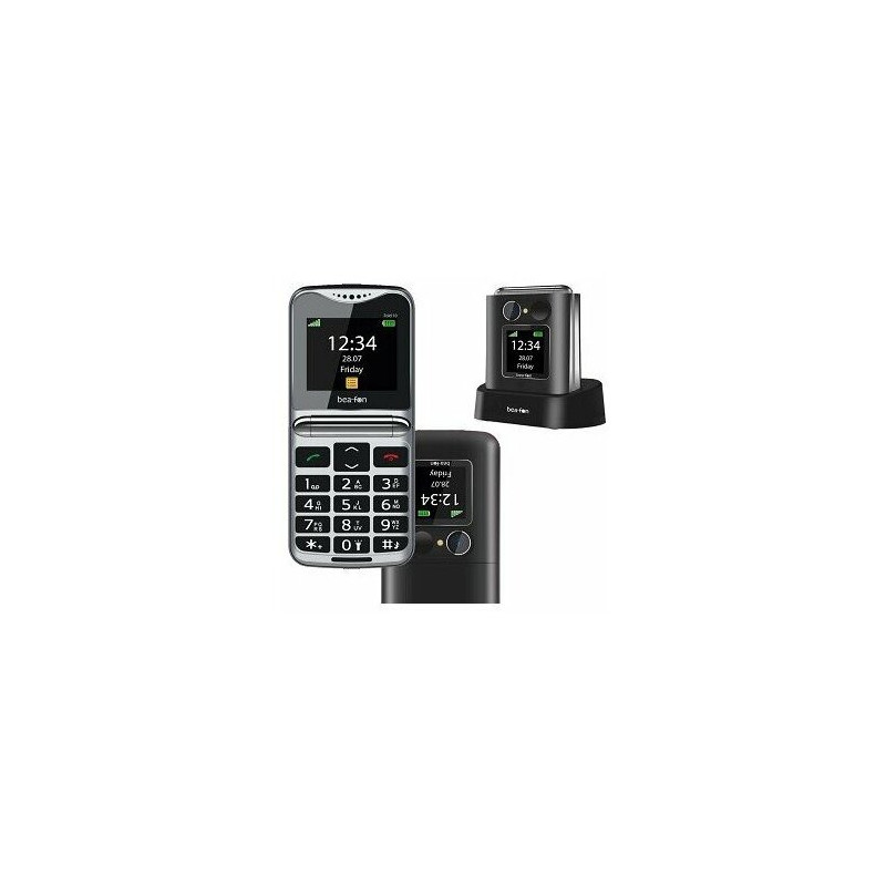 Beafon Fold 10 Silver Line, salokstomas mobilusis telefonas, Black-Silver