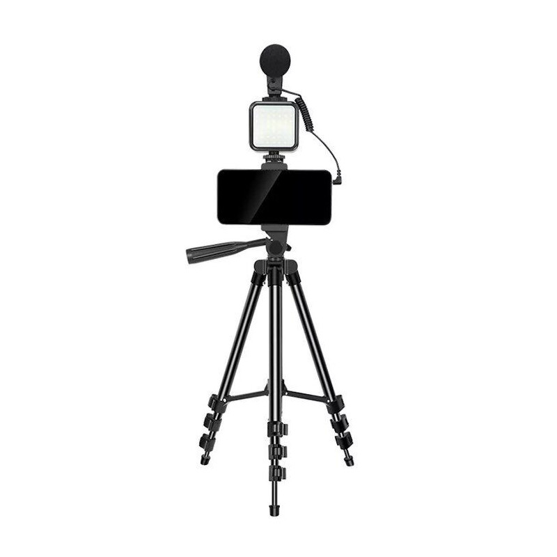 Elight M5 Vlog Telefona Fix Video &amp; Foto komplekts ar Led gaismu / Mikrofonu / Statīvu 1.3m / pulti